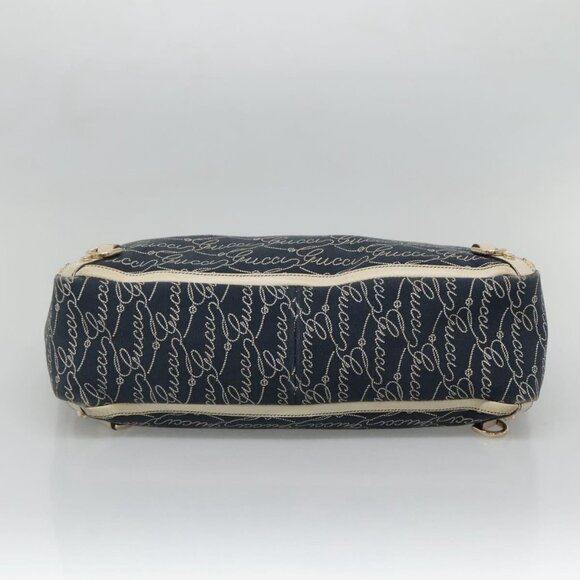 GUCCI Abbey Tote Bag Canvas Navy Gold 141472 Auth - Picture 7 of 16